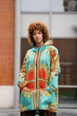 African Winter Jacket in Turquoise Dashiki - Continent Clothing