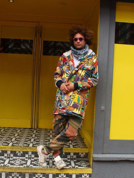 African Woolen Parka in Patchwork - African Winter Coat
