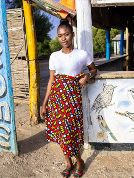 Gonna africana, gonna a portafoglio in stampa Dashiki blu - gonna da spiaggia