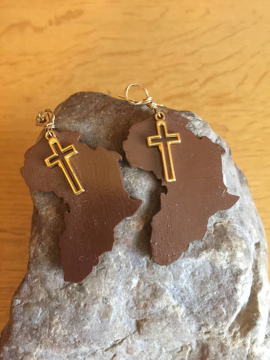 Afrocentric Earrings made with Recycled Wood - Continent Clothing