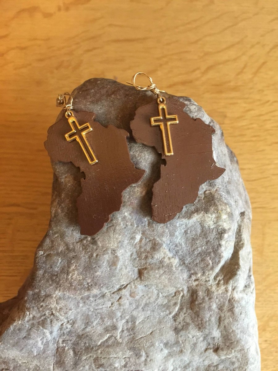 Afrocentric Earrings made with Recycled Wood - Continent Clothing