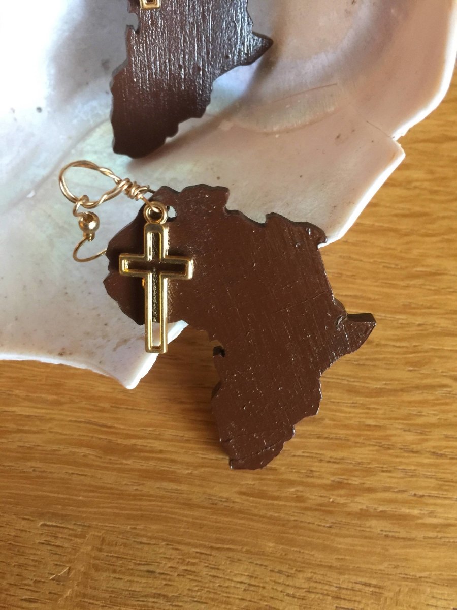 Afrocentric Earrings made with Recycled Wood - Continent Clothing