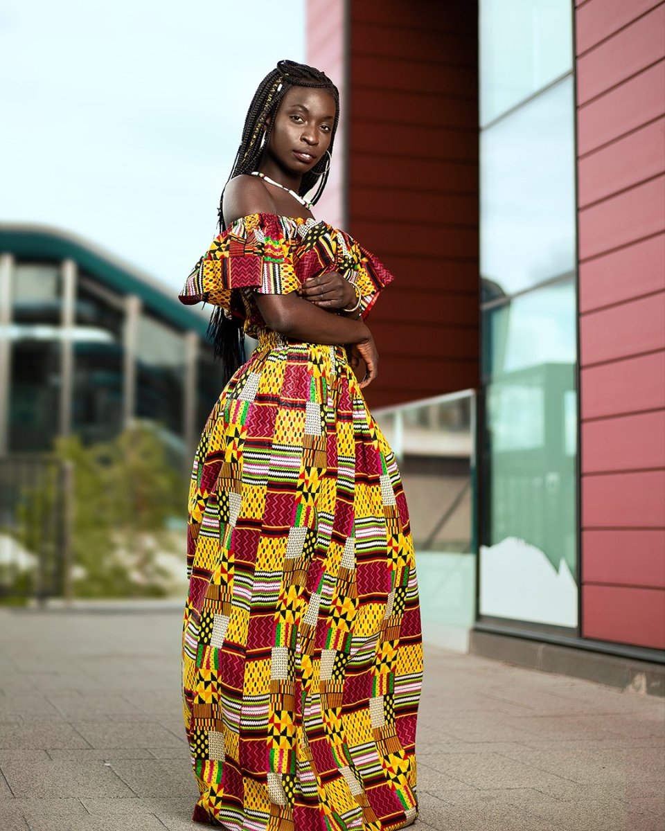 BAIKUTOUAN African Art_ Kente Cloth Long Dress for  