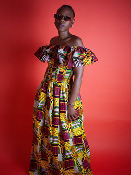 Incredibile Kente Africano Maxi Vestito