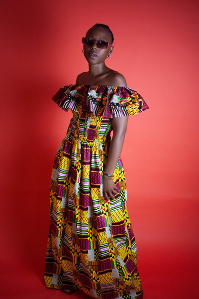 Amazing Kente African Maxi Dress - Continent Clothing