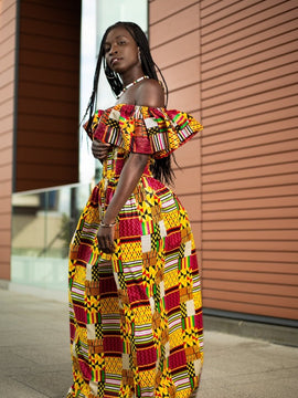 Incredibile Kente Africano Maxi Vestito
