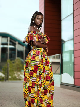 Incredibile Kente Africano Maxi Vestito