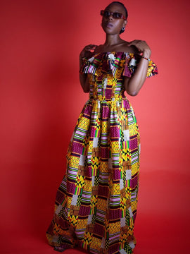 Incredibile Kente Africano Maxi Vestito