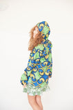 Ankara Print Hoodie in Blue - Continent Clothing