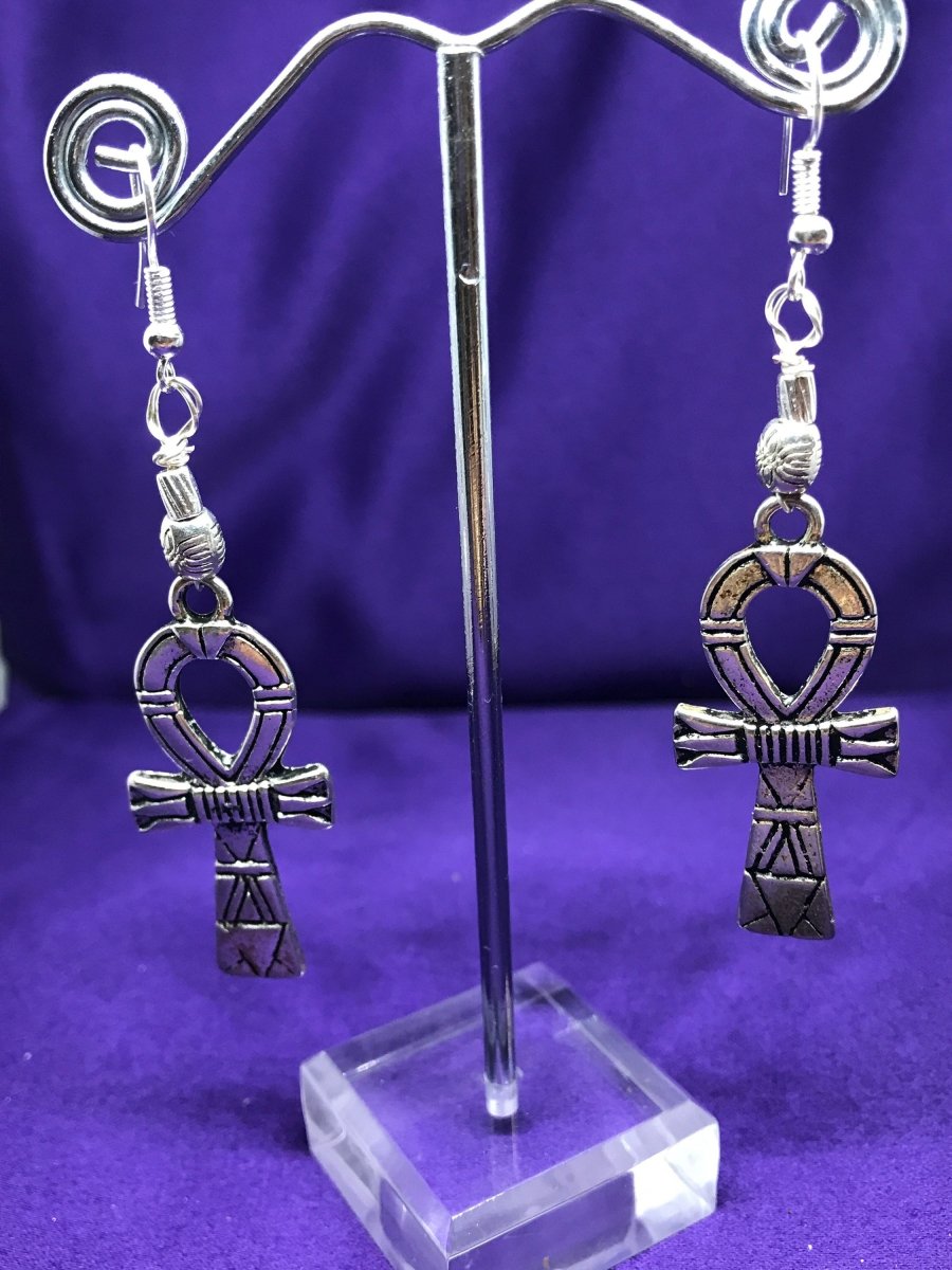 Ankh Charm Earrings made with Silver - Continent Clothing 