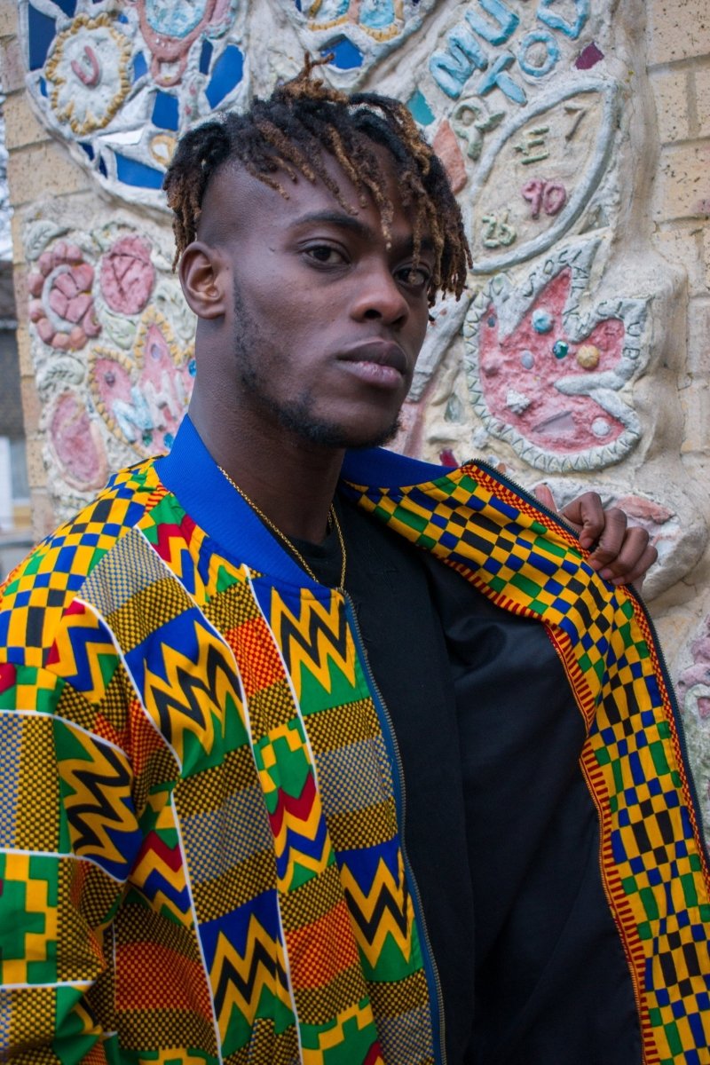 Aztec Coat in Orange Kente Print - Summer Festival Coat - Continent Clothing