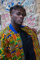Aztec Coat in Orange Kente Print - Summer Festival Coat - Continent Clothing