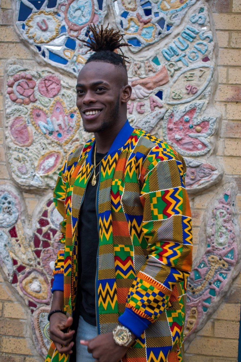 Aztec Coat in Orange Kente Print - Summer Festival Coat - Continent Clothing
