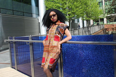 Aztec Dress, African Shirt Dress in Black Dashiki Print - Festival Dress - Continent Clothing