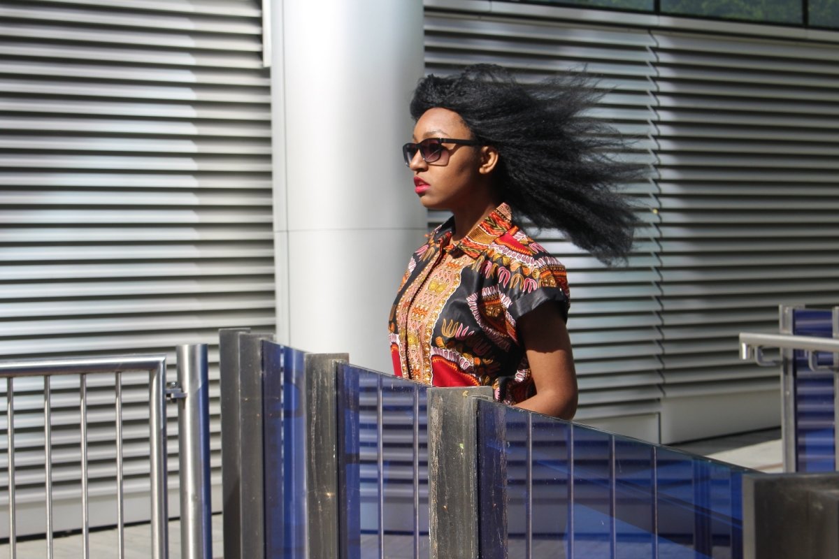 Aztec Dress, African Shirt Dress in Black Dashiki Print - Festival Dress - Continent Clothing