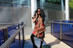 Aztec Dress, African Shirt Dress in Black Dashiki Print - Festival Dress - Continent Clothing