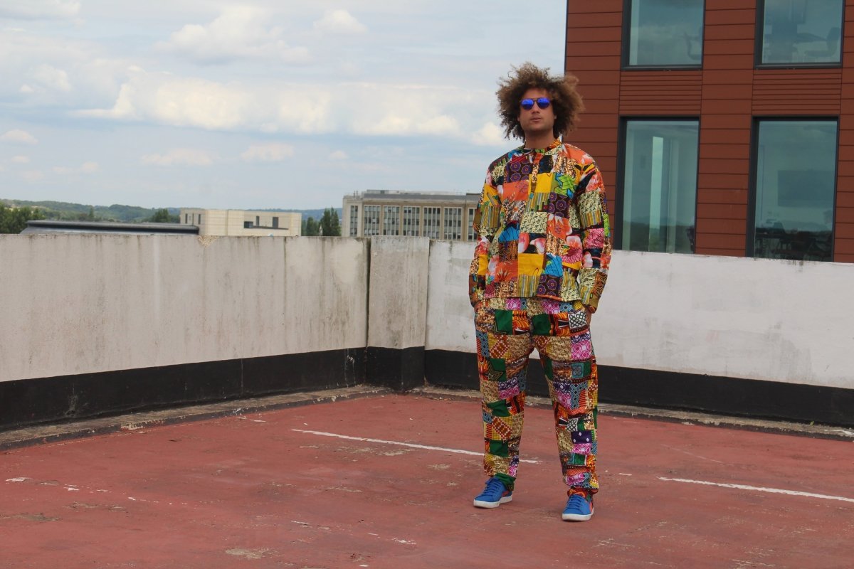 Aztec Patchwork Trouser made using offcuts- Zero waste Ethically made Clothing - Continent Clothing