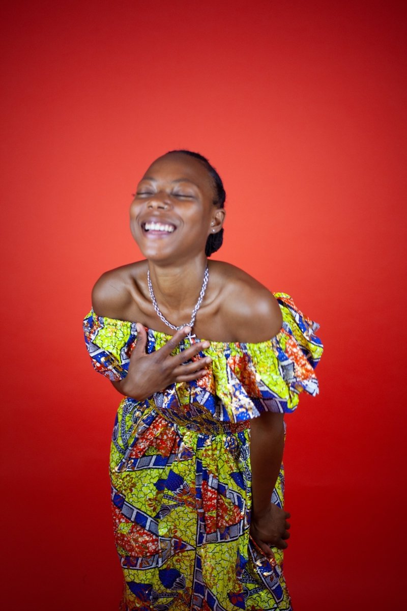 Beautiful African Midi Dress In Metallic Gold Blue - Continent Clothing