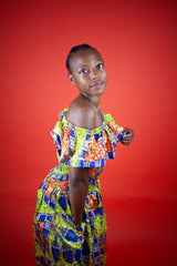 Beautiful African Midi Dress In Metallic Gold Blue - Continent Clothing