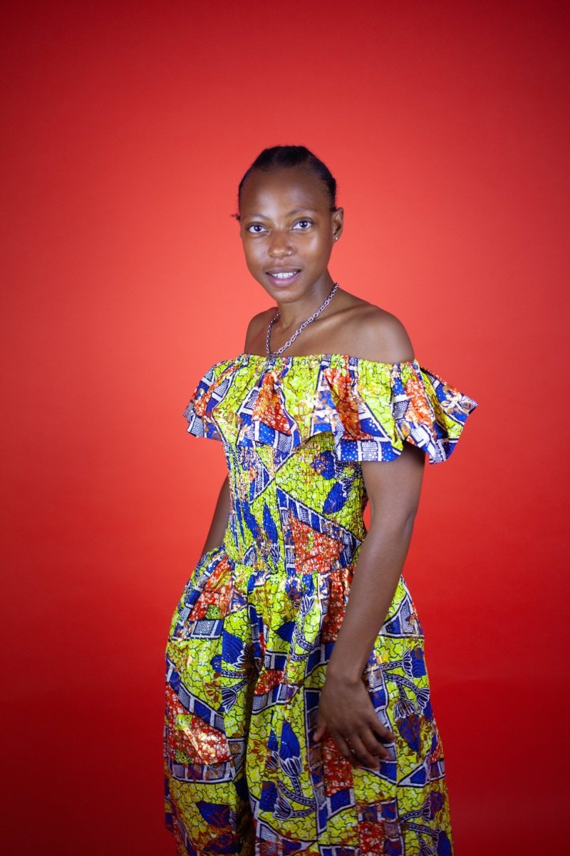 Beautiful African Midi Dress In Metallic Gold Blue - Continent Clothing