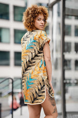 Beautiful African Print Dress In Metallic Gold - Continent Clothing