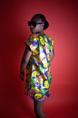 Brilliant African Print Dress In Metallic Gold - Continent Clothing