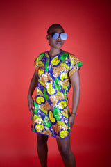 Brilliant African Print Dress In Metallic Gold - Continent Clothing