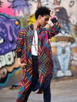 Cappotto africano in stampa verde Ankara - Abbigliamento Festival