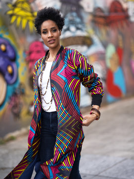 Cappotto africano in stampa verde Ankara - Abbigliamento Festival