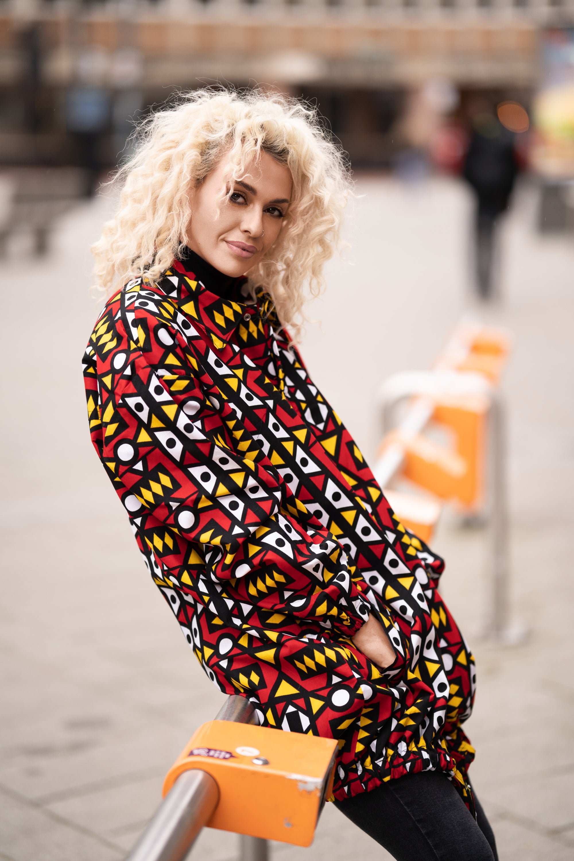 African Puffer Jacket In Electric Red - Continent Clothing