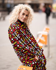 African Puffer Jacket In Electric Red - Continent Clothing