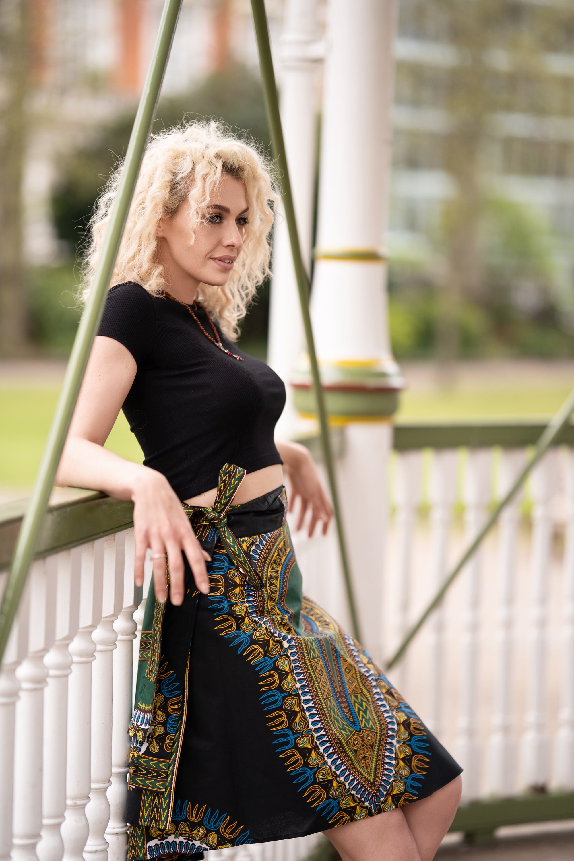 Dashiki Skirt In Black - Continent Clothing