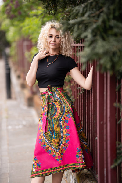 Pink Dashiki Maxi Skirt Continent Clothing