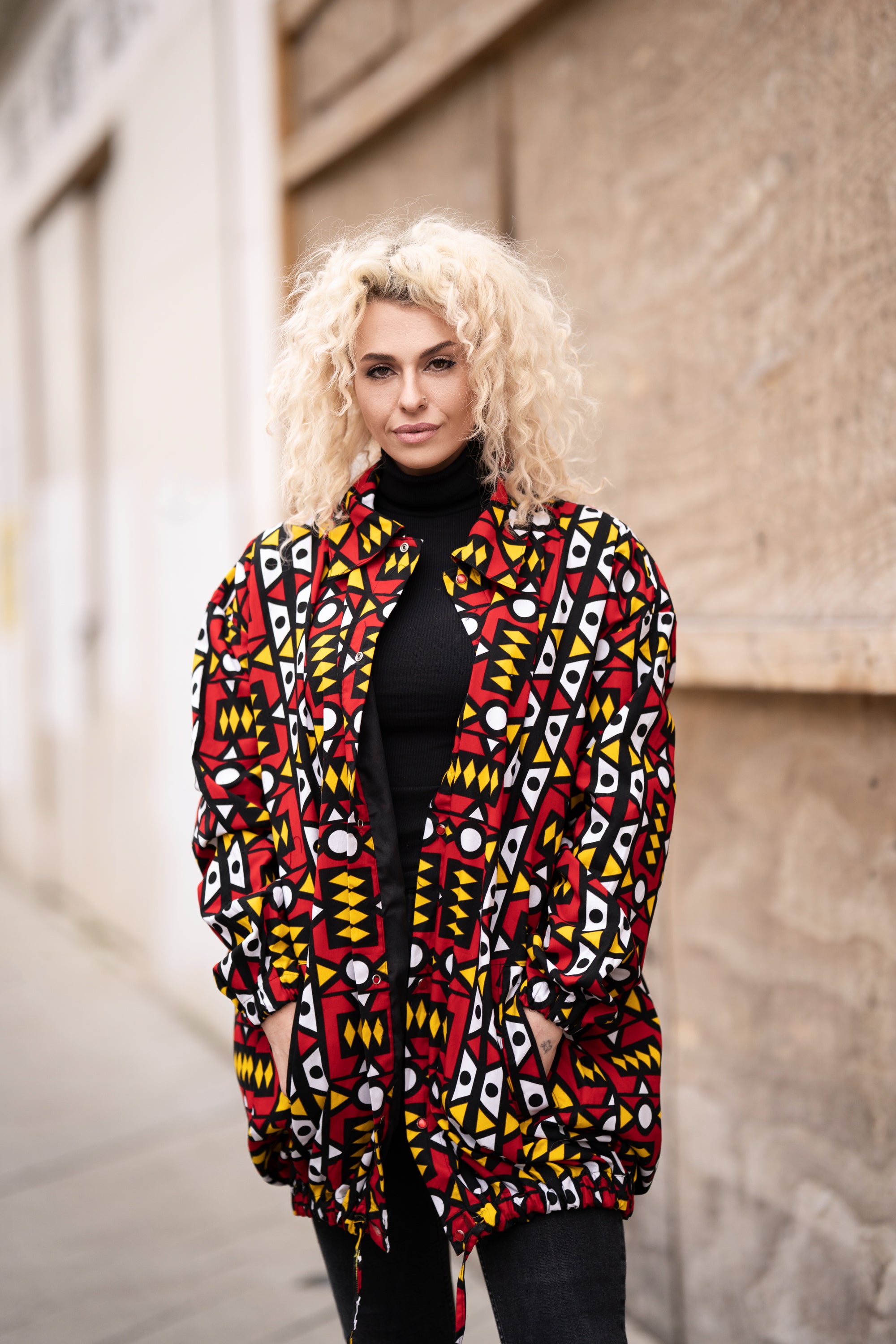 African Puffer Jacket In Electric Red - Continent Clothing