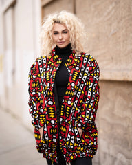 African Puffer Jacket In Electric Red - Continent Clothing