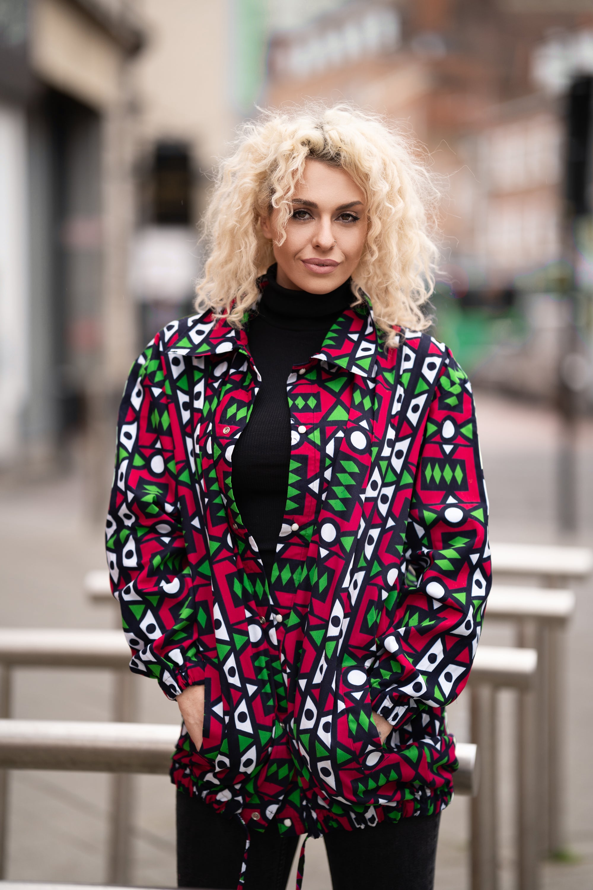 African Puffer Jacket In Electric Pink - Continent Clothing