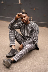 African Trousers In Black Mud Cloth - Continent Clothing