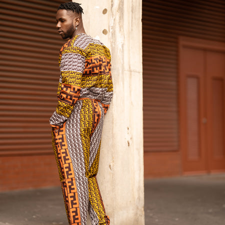 African Print Shirt in Mud Tuch