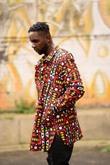 African Shirt In Electric Red - Continent Clothing