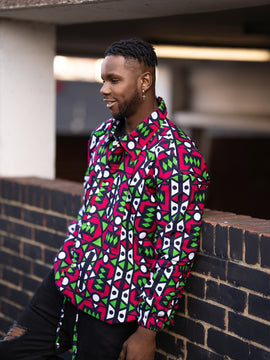 Hooded Jacket In Mud Cloth
