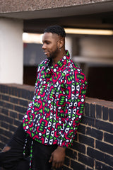 African Puffer Jacket In Electric Pink - Continent Clothing