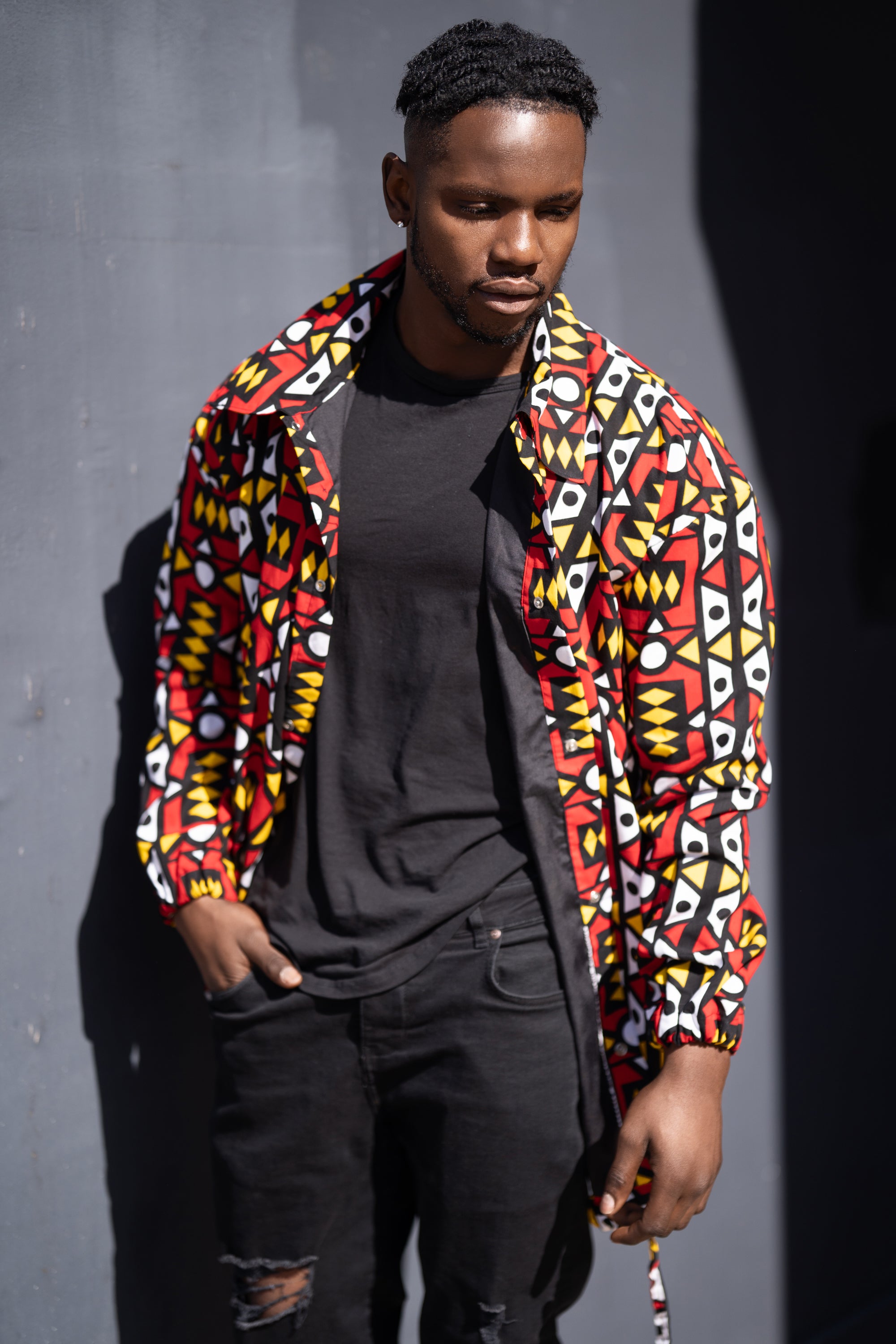 African Puffer Jacket In Electric Red - Continent Clothing