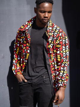 Hooded Jacket In Mud Cloth