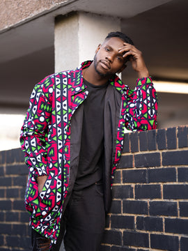 Hooded Jacket In Mud Cloth