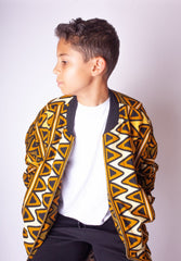 Children's African Bomber Jacket In Earthy Tones Mud Cloth - Continent Clothing