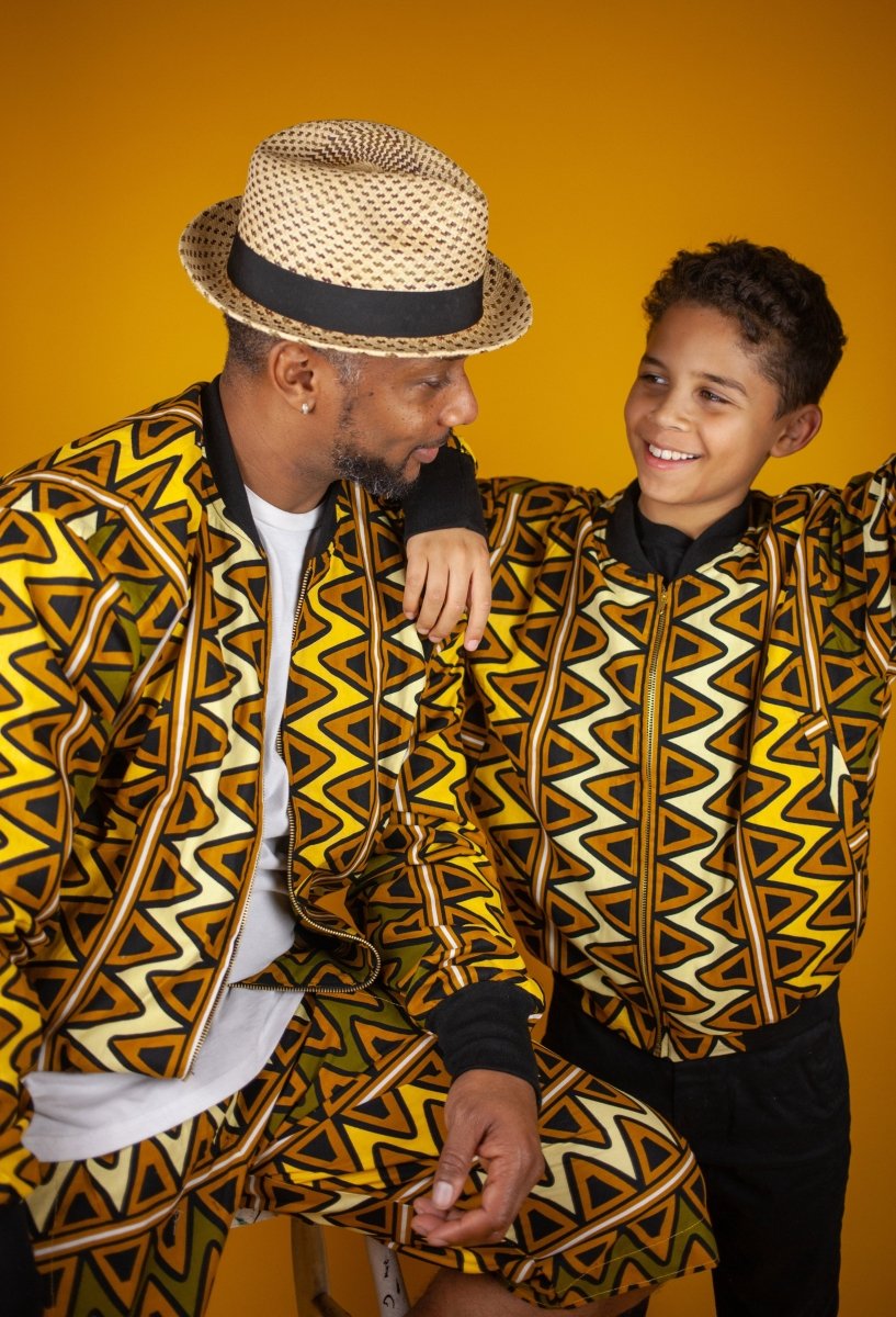 Children's African Bomber Jacket In Earthy Tones Mud Cloth - Continent Clothing