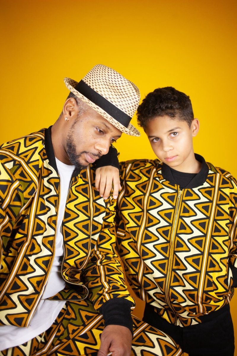 Children's African Bomber Jacket In Earthy Tones Mud Cloth - Continent Clothing