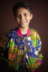 Children's African Jacket In Metallic Blue Gold - Continent Clothing 