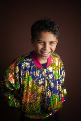 Children's African Jacket In Metallic Blue Gold - Continent Clothing