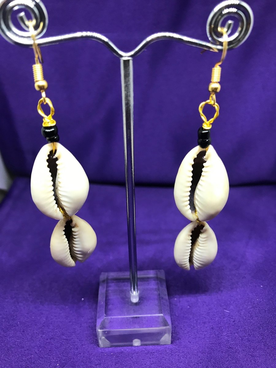 Cowrie Seashell Earrings Made with Silver Wire - Continent Clothing 